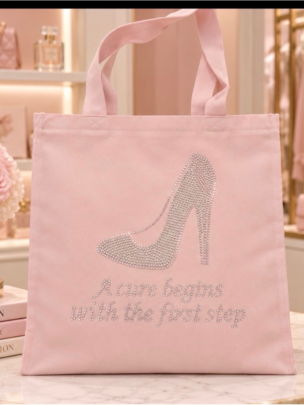 Crystal High-Heel Pink Tote Bag for Women